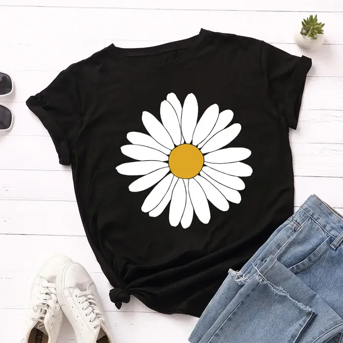 T-shirt à manches courtes pour femmes, 100% coton, graphique, été