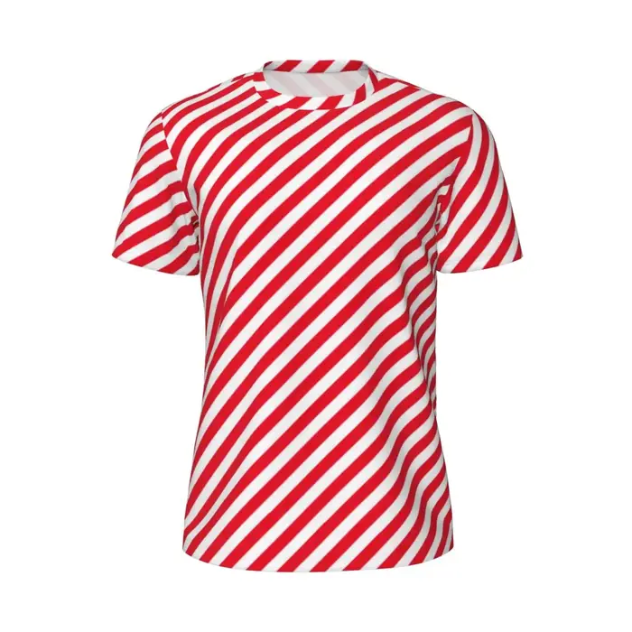 T-shirt de gymnastique elfe de Noël pour hommes, rouge, rayé, tendance, Y2K, décontracté, plage, man