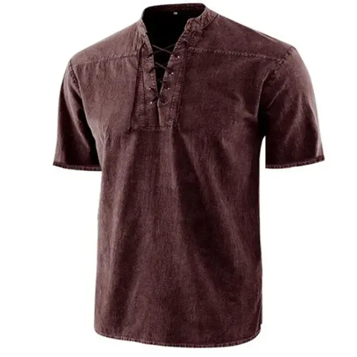 T-Shirt à Manches Courtes et Col Montant pour Homme