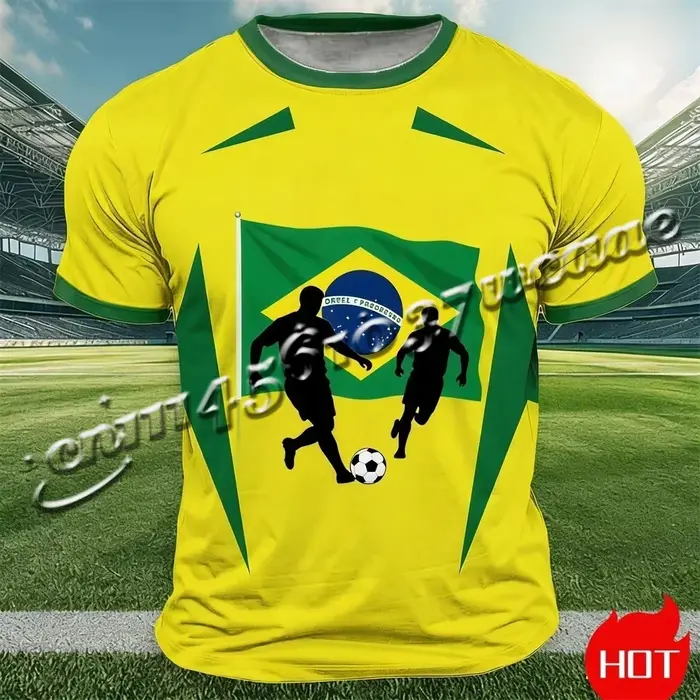 T-shirt imprimé drapeau du Brésil 2026 pour hommes