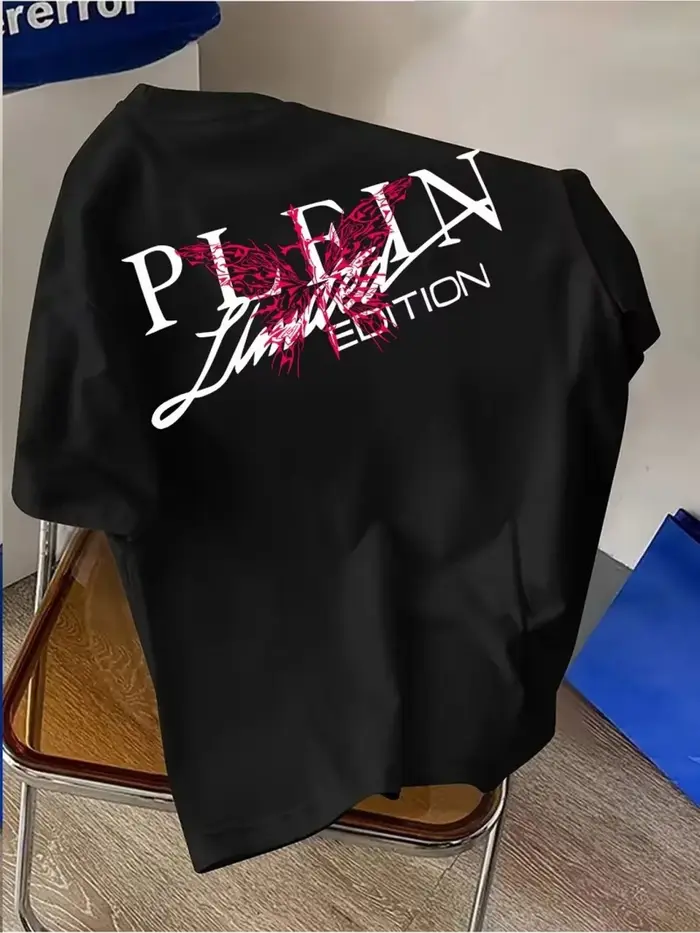 T-shirt pour homme en coton 100% avec impression graphique de style peinture à la brosse