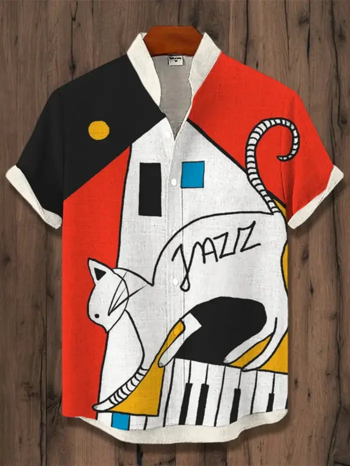 Chemise en lin à manches courtes pour hommes