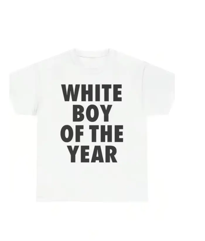 T-shirt blanc pour femme avec texte « Garçon de l'Année » 2026, motif humoristique, streetwear audac