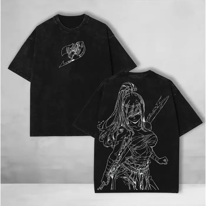 Anime chaud fée queue vêtements hommes femmes à manches courtes t-shirts lavé coton T-shirt rétro surdimensionné