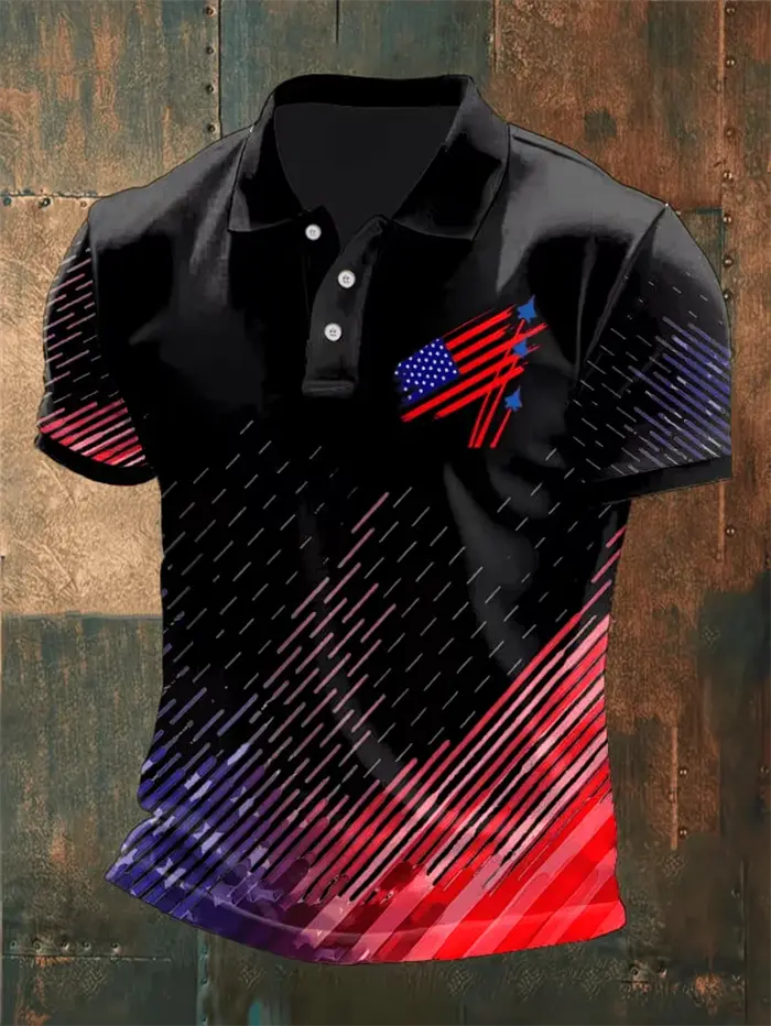 Polo personnalisé avec drapeau américain et Statue de la Liberté pour hommes et femmes