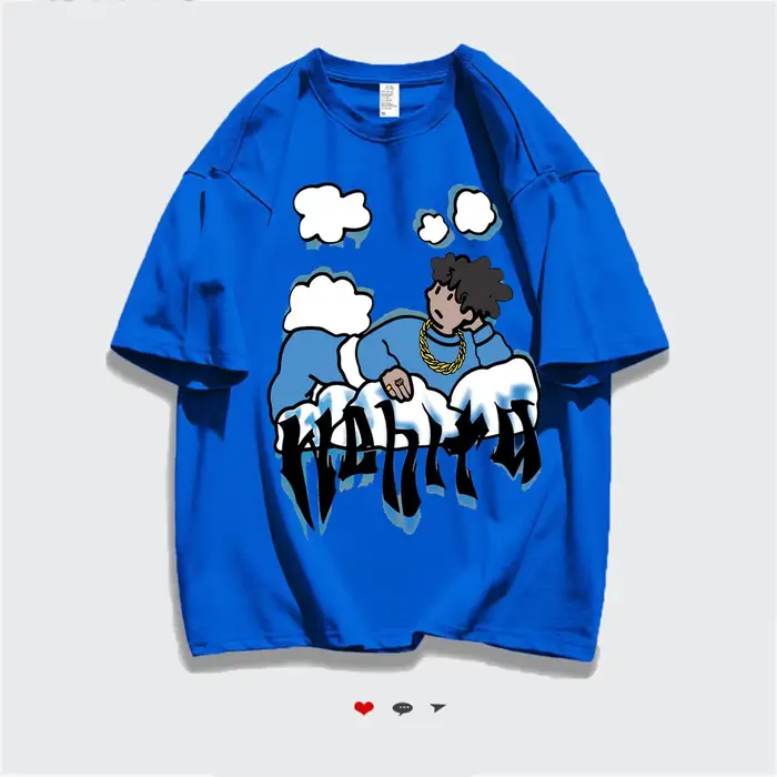 Harajuku nuages Anime garçon imprimer haute rue t-shirts hommes Cool Hip Hop surdimensionné t-shirt 