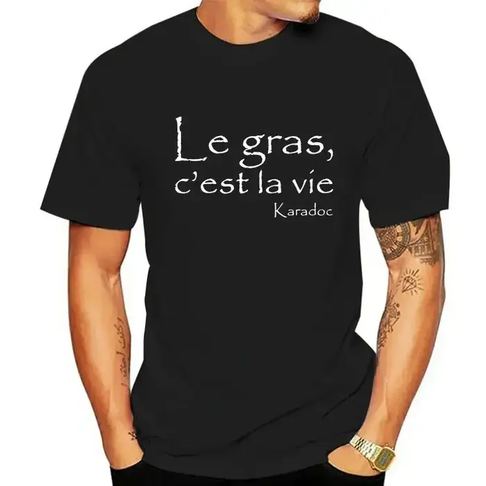 Hommes Kaamelott Karadoc Le Gras CEst La Vie noir t-shirt décontracté mode