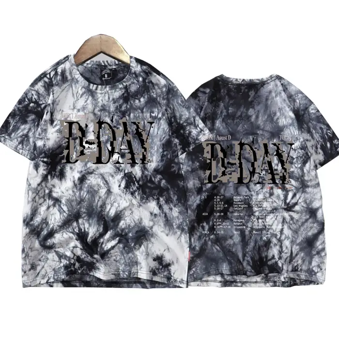 Suga Agust D Tour Tie Dye chemises unisexe col rond manches courtes musique populaire T-Shirt Fans cadeau