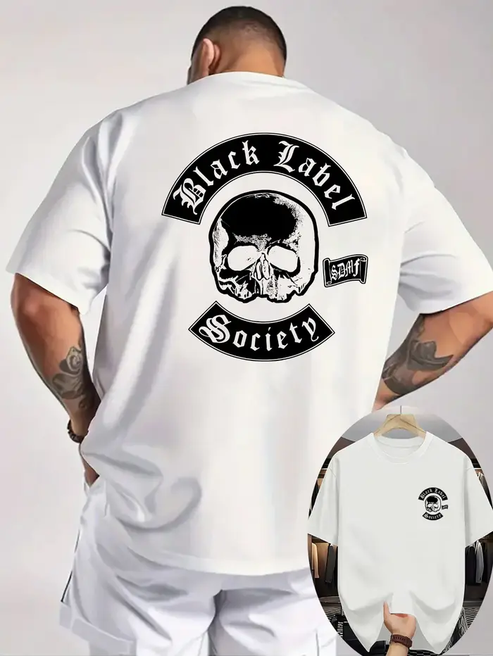 Black Label Society crâne conception graphique T-Shirt 100% coton col rond manches courtes été décontracté hommes
