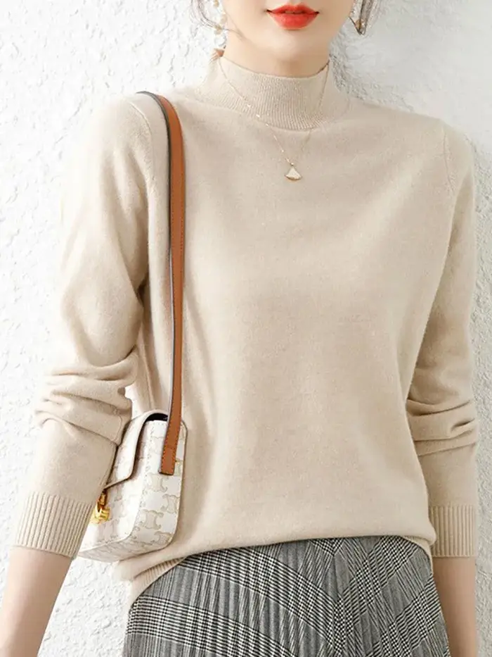 Automne hiver bas col roulé chandails femmes mode Chic Pull mince à manches longues tricoté Pulls doux chaud