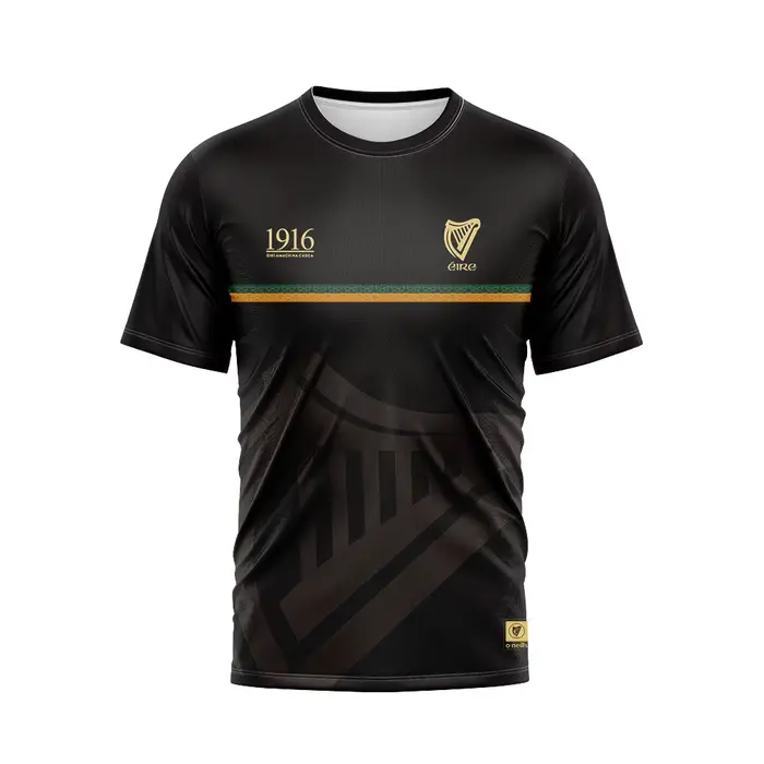 T-shirt de sport à manches courtes avec logo Harmer pour hommes, motif Irlande 1916, col rond rayé,