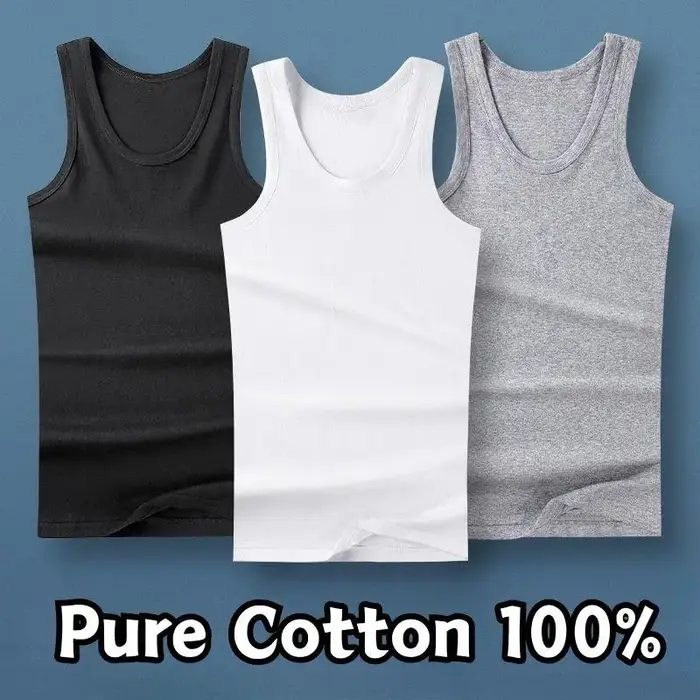 100% pur coton blanc gris noir hommes débardeurs été grande taille Singlets Fitness