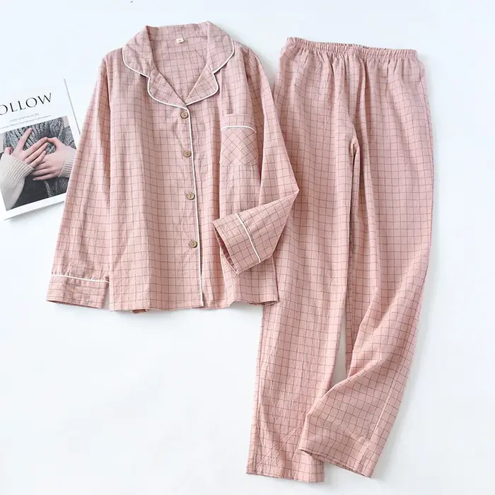 Pyjama pantalon à manches longues en coton pour femmes