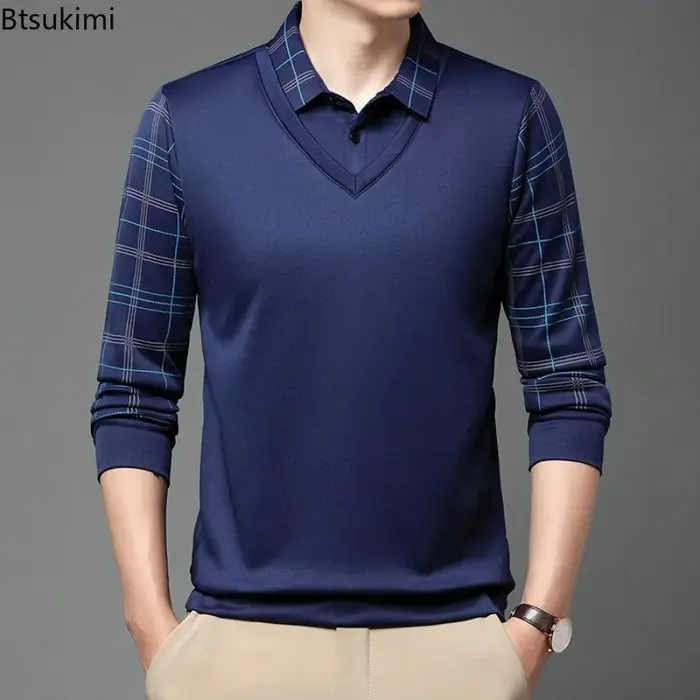 Nouveaux Polos Homme Printemps-Automne à Manches Longues