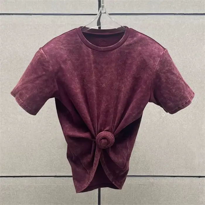 T-shirt femme 2025 été nouveau épaule rembourré coupe ajustée haut à manches courtes pur coton col rond pull y2k
