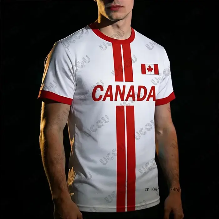 T-shirt d'été pour hommes avec drapeau canadien