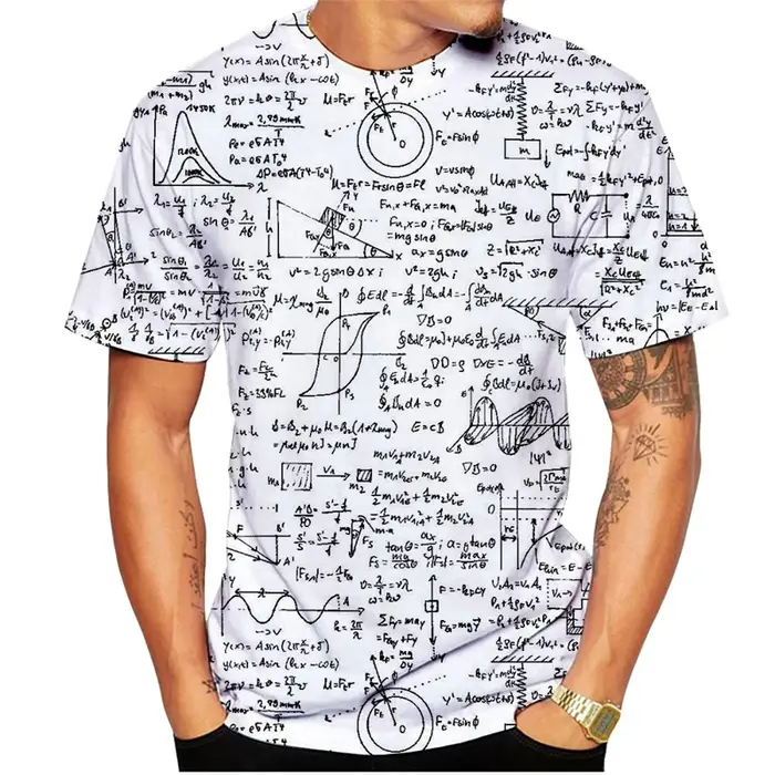 T-shirt mathématique drôle formule mathématique impression 3D hommes femme T-shirts à manches courte
