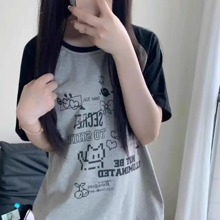 T-shirts à manches courtes pour femmes, confortables, japonais, Harajuku, surdimensionné, coupe ampl