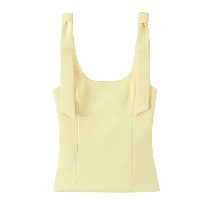 MUJER 2025 Bow haut court femme jaune Sexy