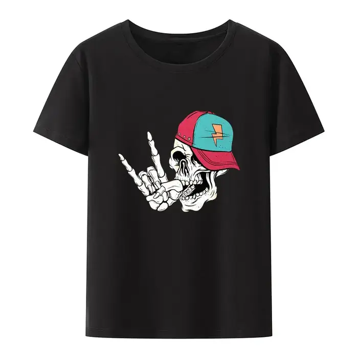 T-shirt unisexe avec impression de patins de crâne drôle