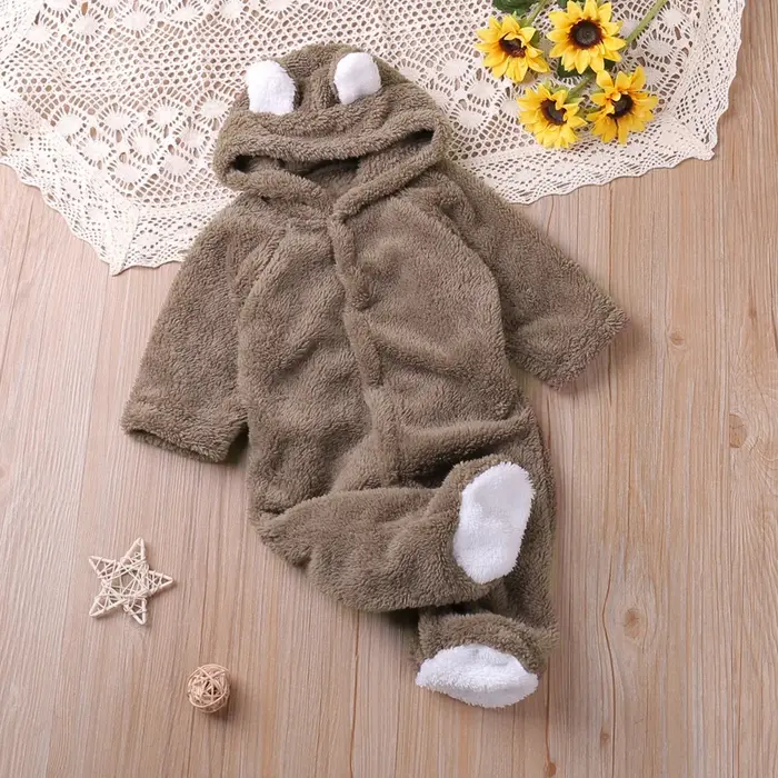 Humor ours automne dessin animé Style hiver à manches longues bébé garçons filles barboteuses enfant en bas âge enfants