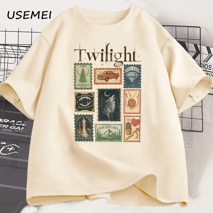 Vintage crépuscule fourchettes T-shirt livre amant coton hommes femmes T-shirt unisexe vêtements été