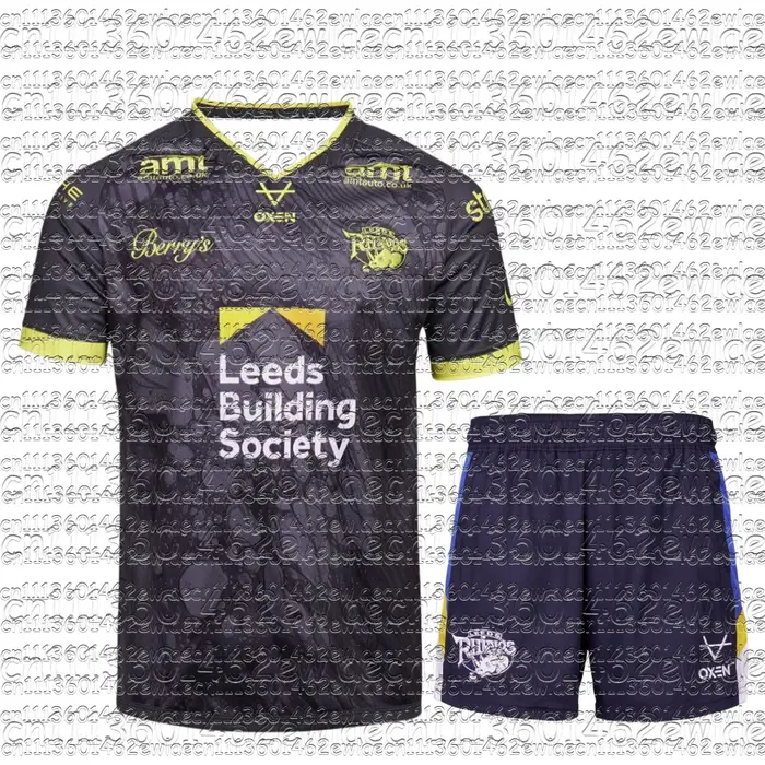 Nouvel ensemble maillot de rugby assorti pour la famille Leeds 2026 – Noir et Jaune, respirant, anti