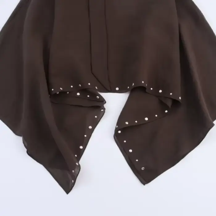 Haut décontracté ample à manches chauve-souris et épaules dénudées pour femme avec clous - Blouse tendance printemps-été pour les sorties quotidiennes et les voyages