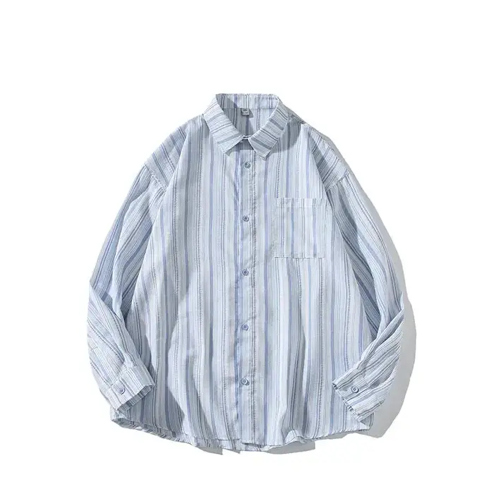 Chemise à manches longues rayée à boutons