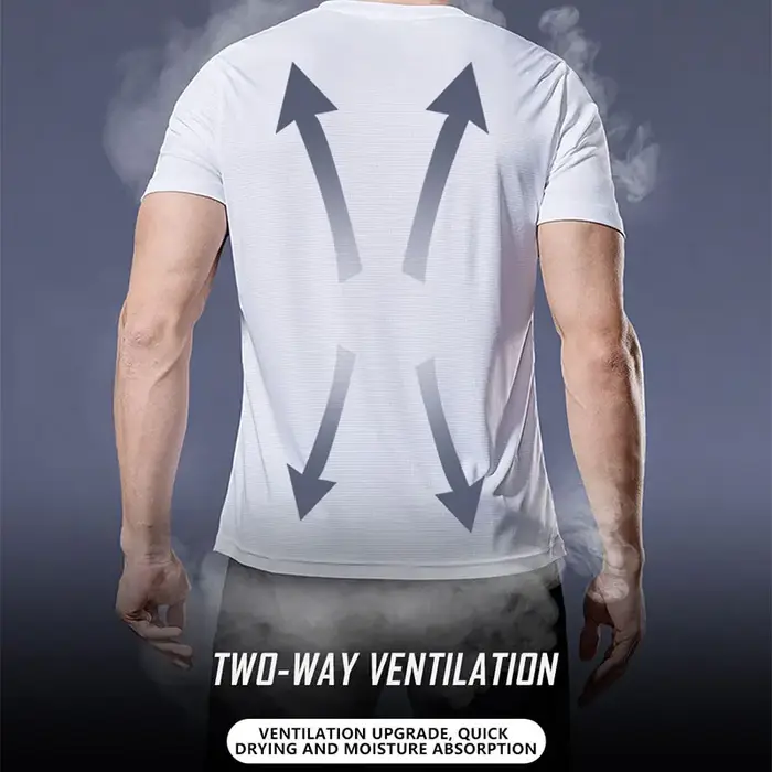 T-shirt à Manches Courtes et Col Rond en Polyeste Violet pour Homme