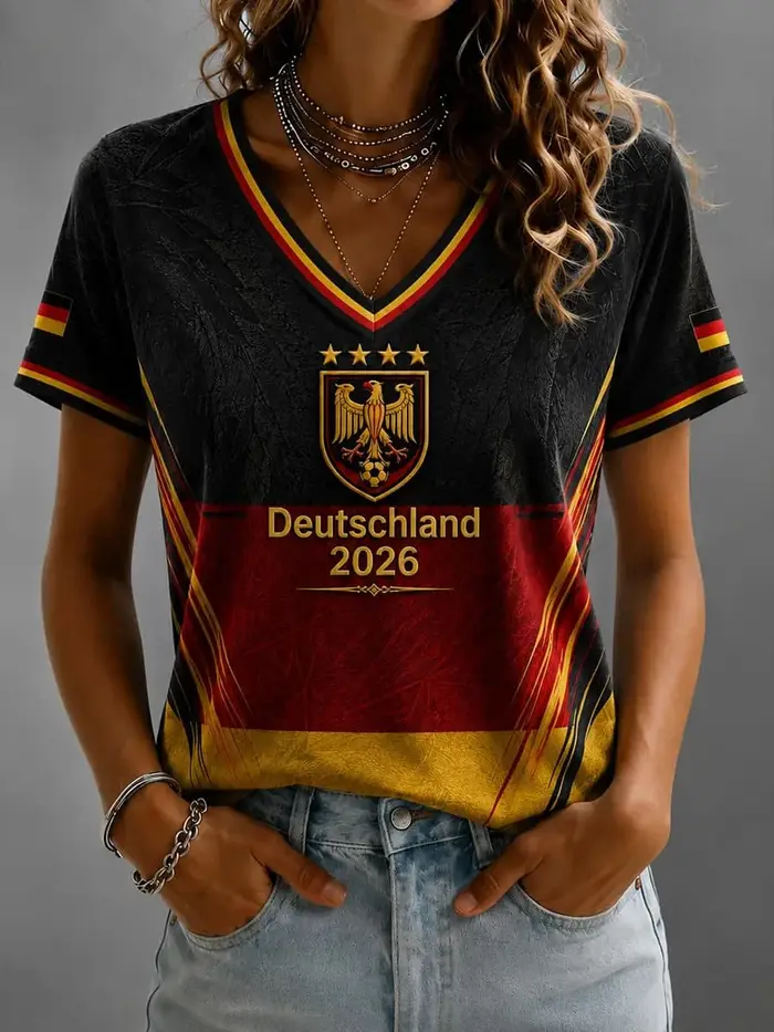 T-shirt de football allemand à col en V