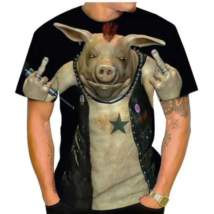 T-shirt graphique imprimé en 3D pour hommes
