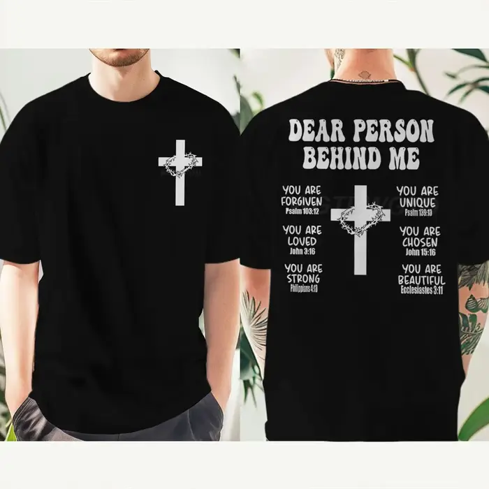 T-shirt avec verset biblique chrétien, imprimé « Dear Person Behind Me », t-shirts pour hommes, vint