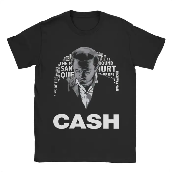 Johnny Cash Singer T-shirt pour hommes et femmes, T-shirt amusant à manches courtes, col rond, en pur coton, pour adultes