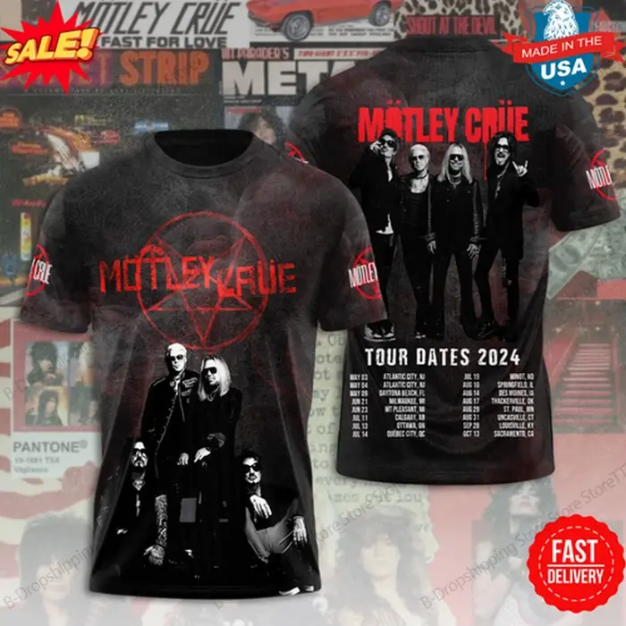 Metal Rock Band Motley Crue Tour impression 3d T-shirt hommes femmes mode Hip Hop décontracté à manches courtes hauts