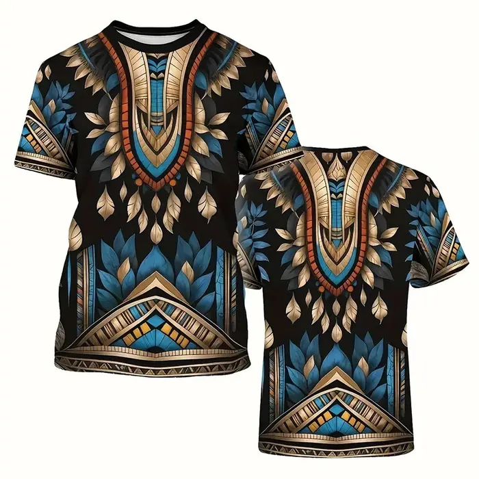T-Shirt à motif ethnique africain pour hommes