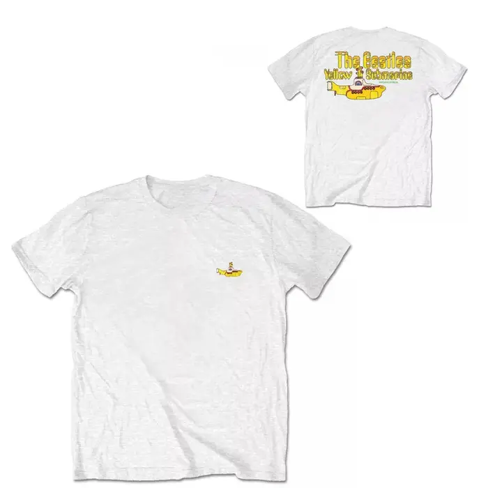 T-Shirt rétro noir en coton avec image de la bande The Beatles Yellow Submarin