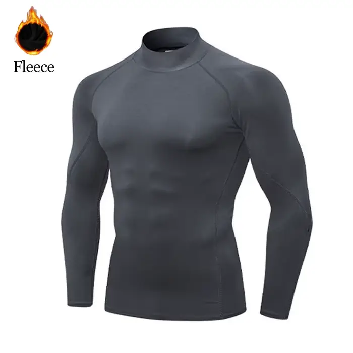 T-shirt d'hiver pour hommes polaire rapide chemise de course chaude à manches longues haut de Compression