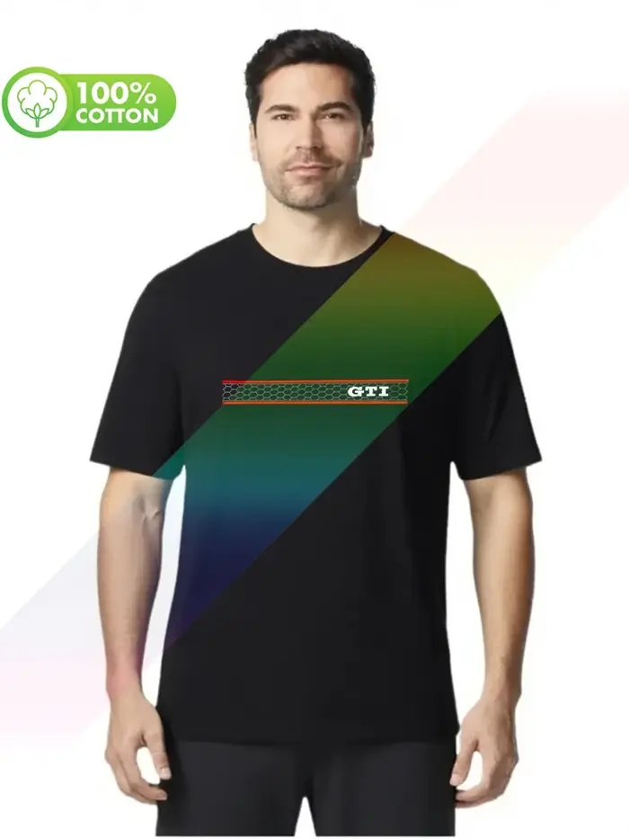 T-shirt à col rond pour hommes, 100% coton, poids lourd, vw golf gti grill, S-XXXL
