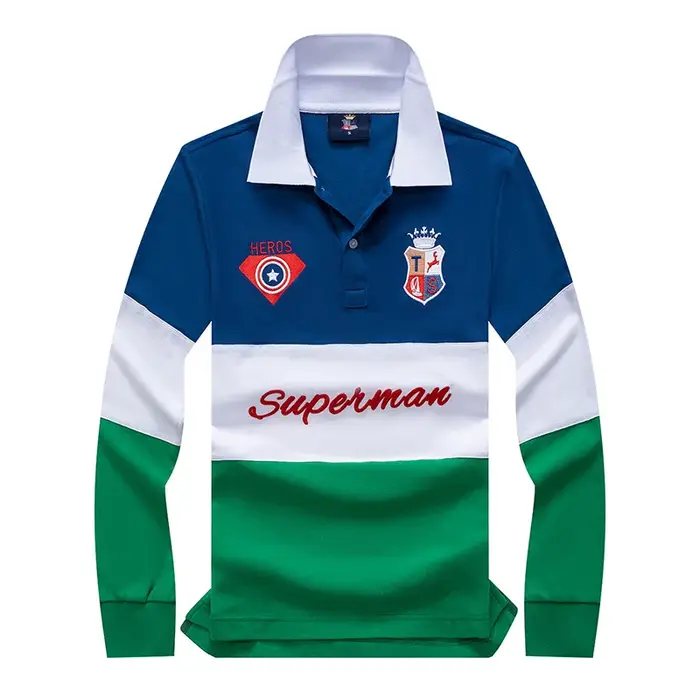 Chemises polo longues en coton 100% pour hommes