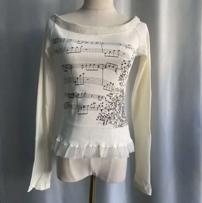 Punk t-shirts pour femmes imprimer à manches longues tunique t-shirts mode coréenne Camisetas Y2k ha