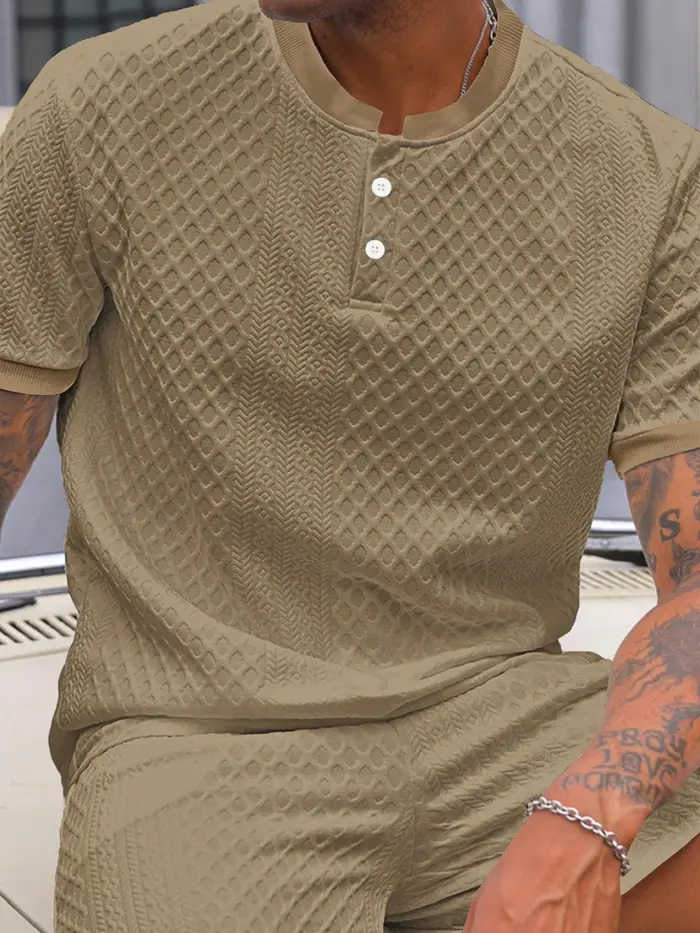 Polo décontracté pour homme, doux et confortable, couleur unie et design simple, imprimé ajouré ital
