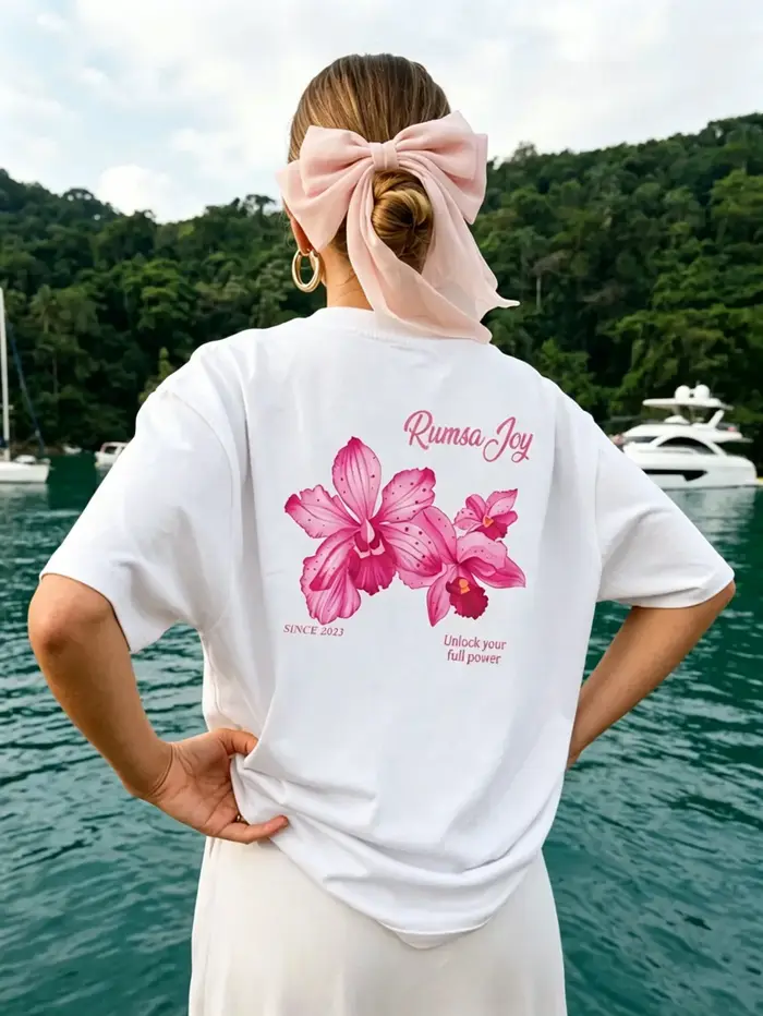 T-shirt femme imprimé de belles fleurs roses