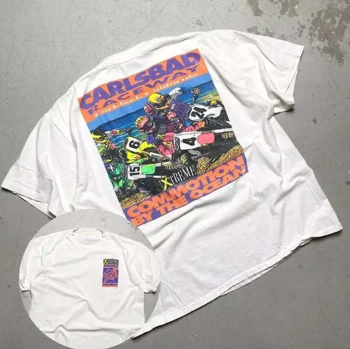 1992 Xtreme Racing Commotion D'océan Carlsbad Raceway Motocross T-shirt Hommes Femmes T-Shirt Noir Décontracté Col rond Coton T-shirt