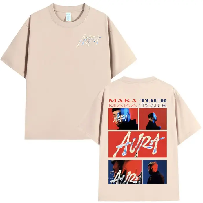 Rappeur Maka Aura 2025 Tour Merch t-shirts hommes femmes mode Hip Hop T-shirt été décontracté coton à manches courtes