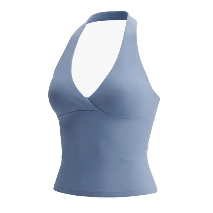 NCLAGEN origine haut à licou vêtements de sport profond-v 2 en 1 femmes gilet de Yoga dos ouvert entraînement Fitness