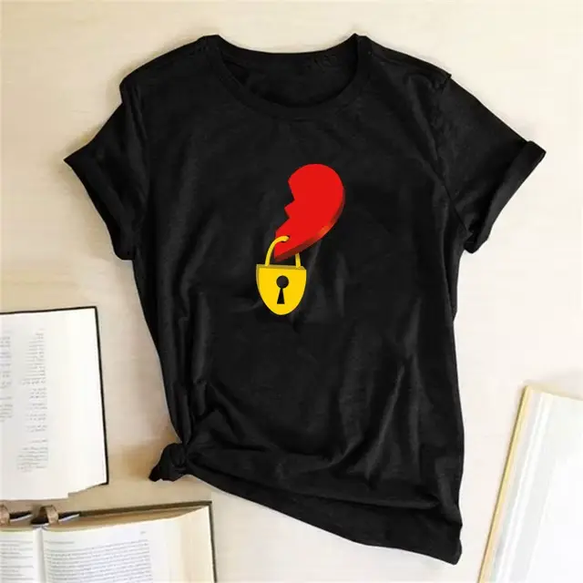 Couples T-shirt coeur clé serrure Mr mme imprimer Couple