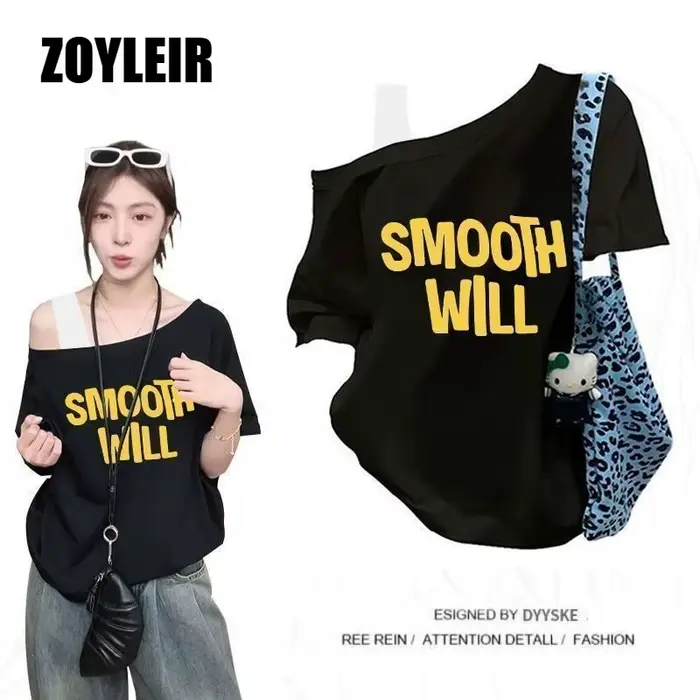 T-shirt élégant d'été asymétrique pour femme