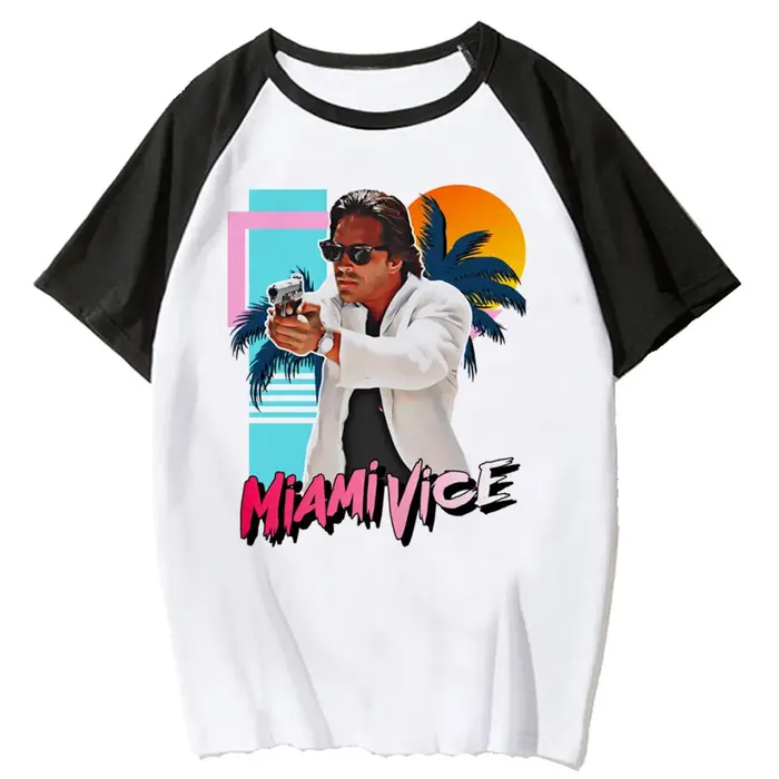 T-shirt femme, vêtement humoristique, japonais, créateur de manga, miami vice