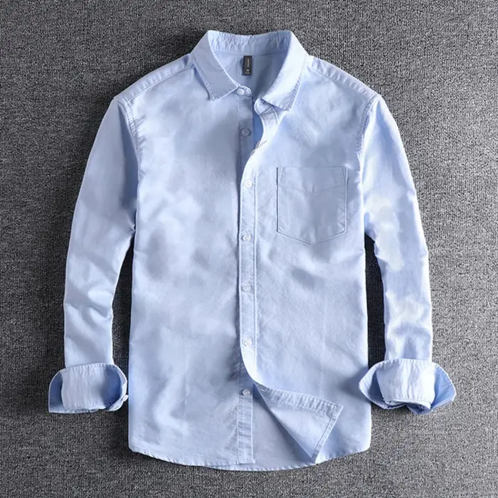 Chemise à Manches sulfen Tissu Oxford Délavé pour Homme